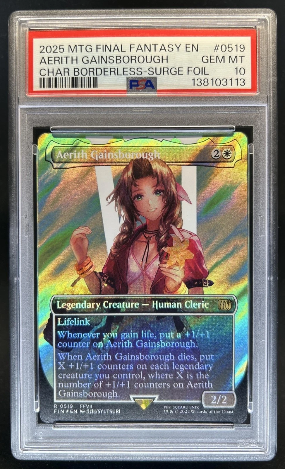 2025 Magic MTG Final Fantasy Aerith Gainsborough Surge Foil Rare #0519 PSA 10