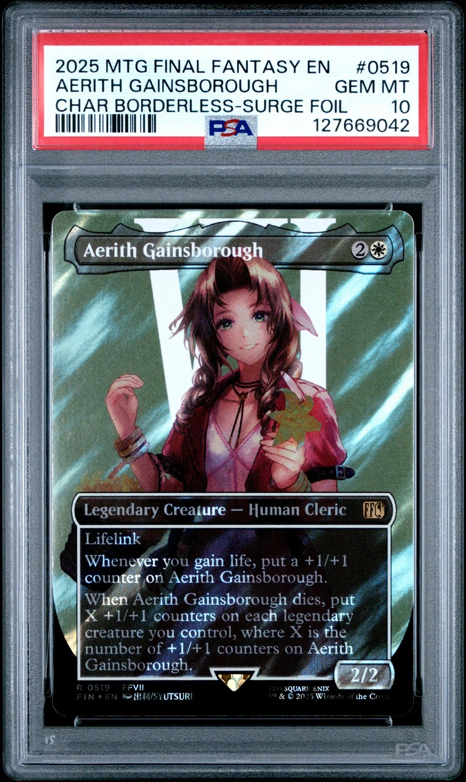 2025 MAGIC: THE GATHERING FINAL FANTASY SURGE FOIL AERITH GAINSBOROUGH PSA 10