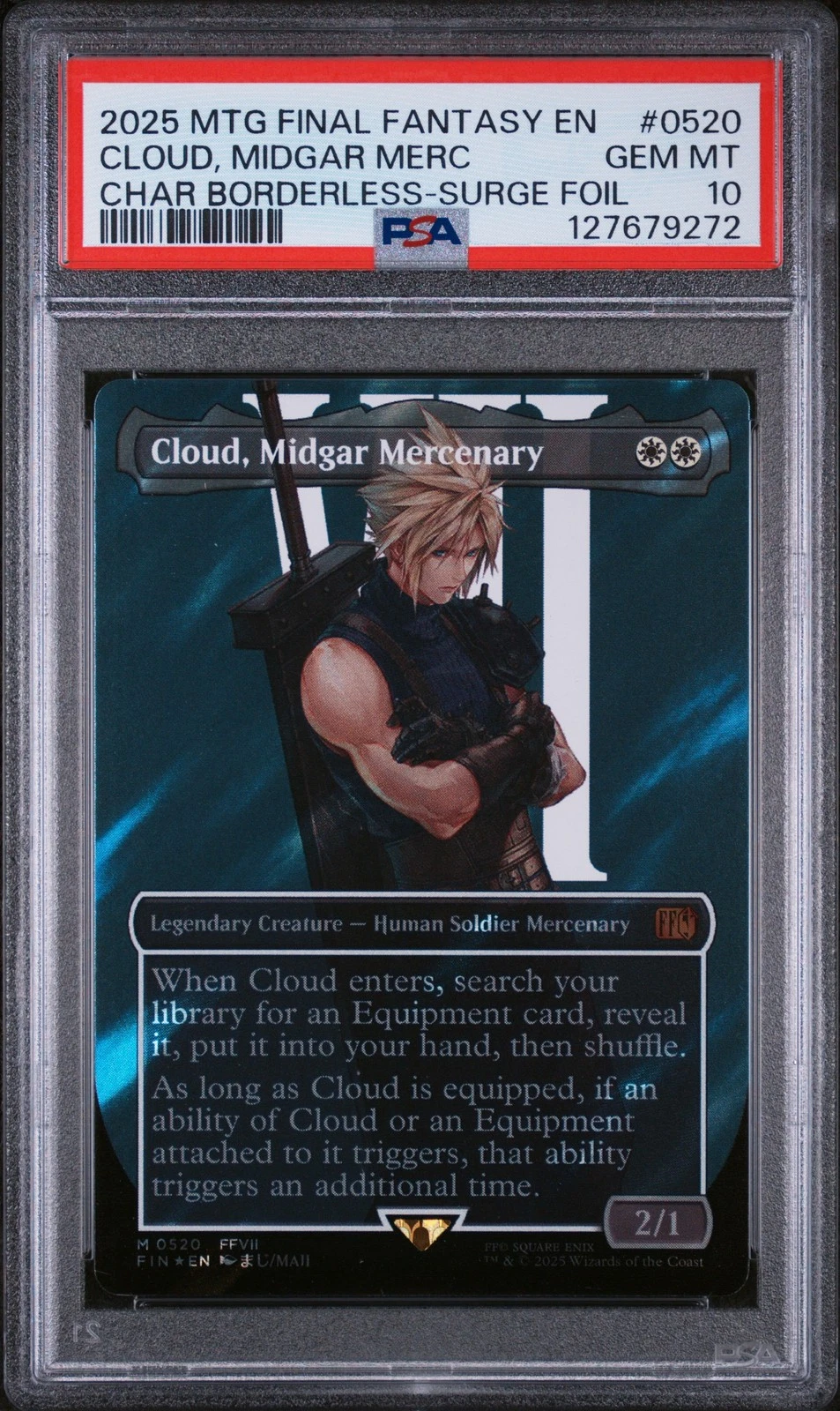 2025 MAGIC THE GATHERING FINAL FANTASY SURGE FOIL CLOUD, MIDGAR MERCENARY PSA 10