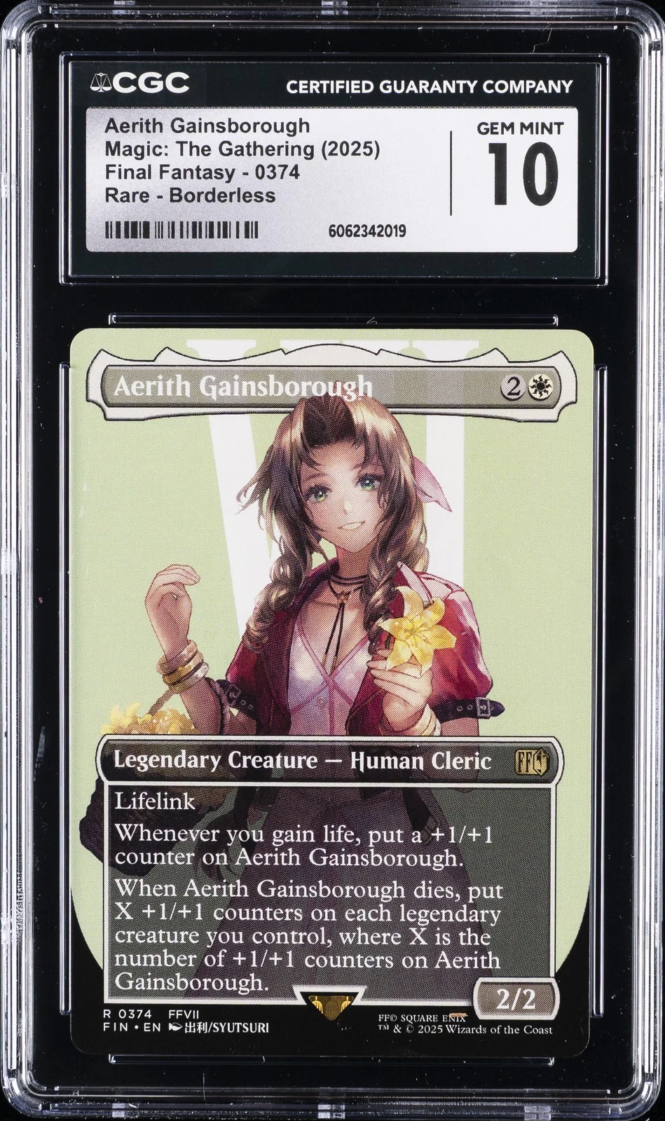 2025 MTG FINAL FANTASY BORDERLESS RARE #374 AERITH GAINSBOROUGH CGC 10