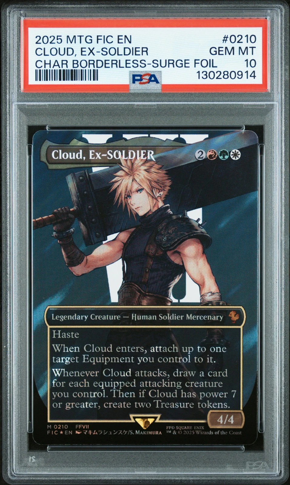 2025 MTG FINAL FANTASY BORDERLESS-SURGE FOIL CLOUD EX-SOLDIER PSA 10