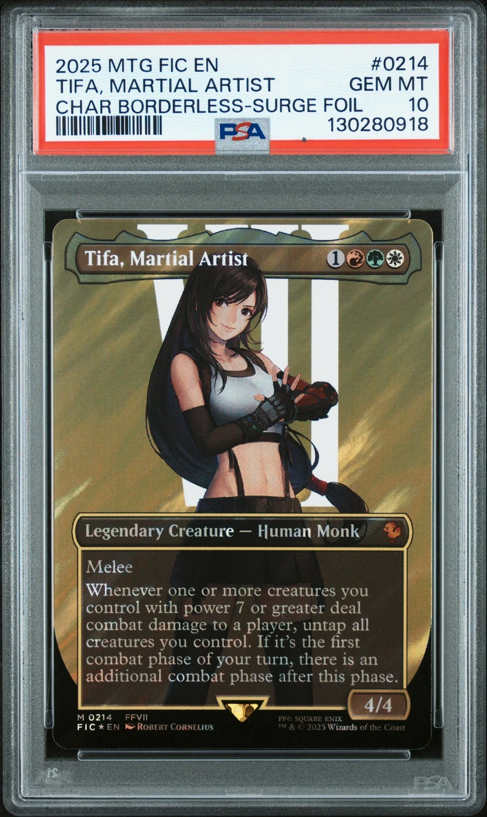 2025 MTG FINAL FANTASY BORDERLESS-SURGE FOIL TIFA MARTIAL ARTIST PSA 10