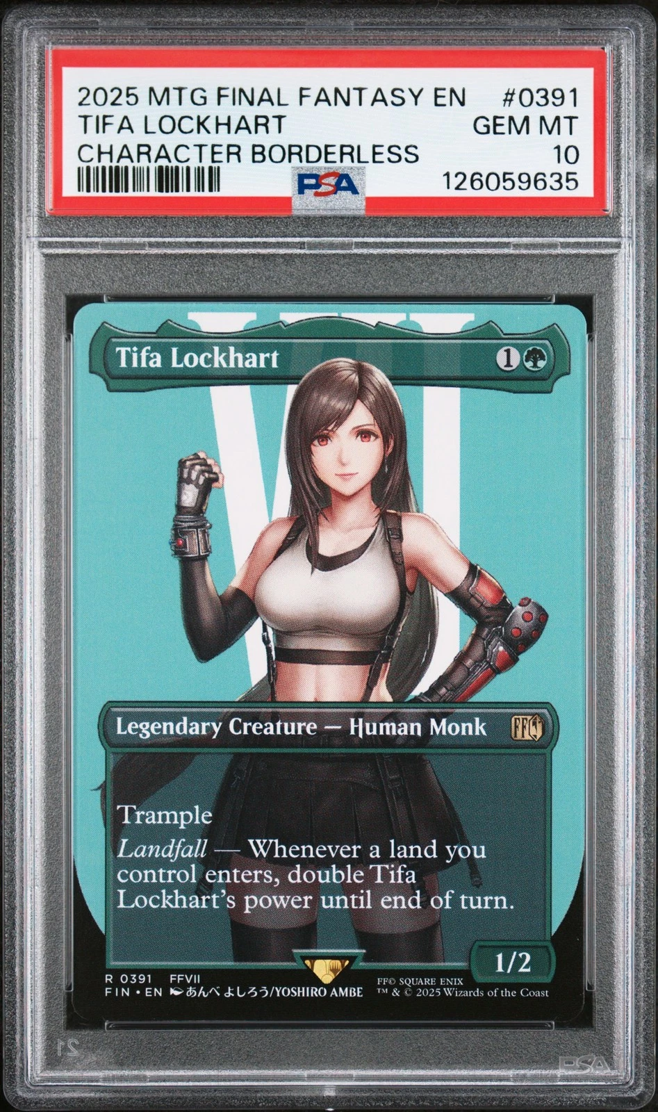 2025 MTG FINAL FANTASY CHARACTER BORDERLESS #0391 TIFA LOCKHART PSA 10