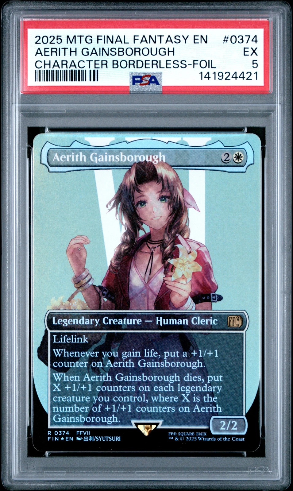 2025 MTG FINAL FANTASY CHARACTER BORDERLESS-FOIL #0374 AERITH GAINSBOROUGH PSA 5