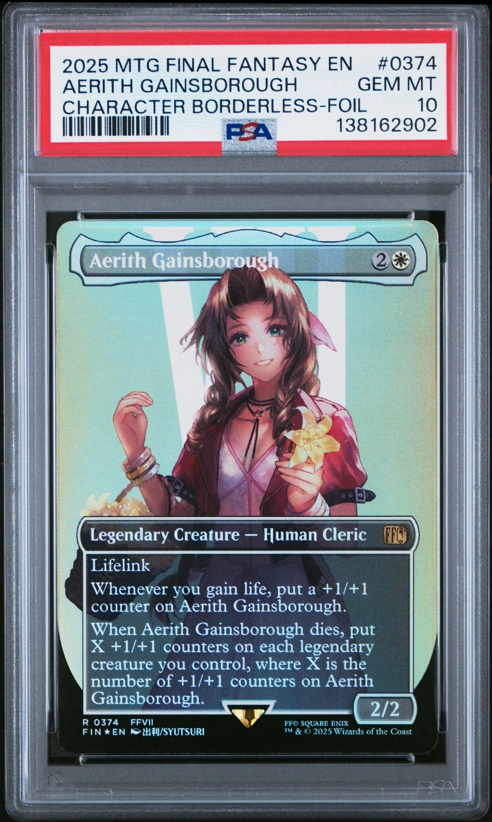 2025 MTG FINAL FANTASY CHARACTER BORDERLESS-FOIL AERITH GAINSBOROUGH PSA 10