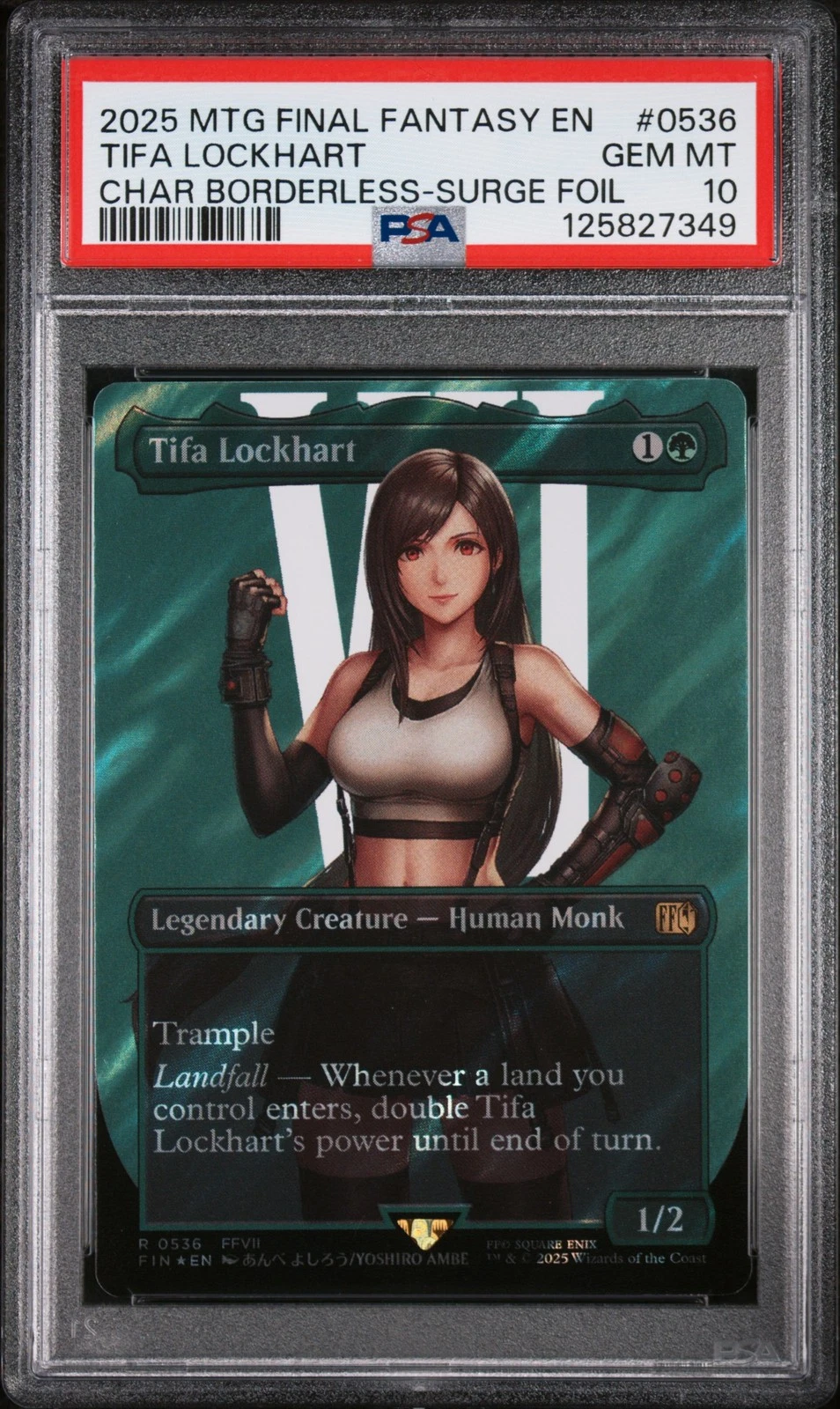 2025 MTG FINAL FANTASY CHARACTER BORDERLESS-SURGE FOIL TIFA LOCKHART PSA 10