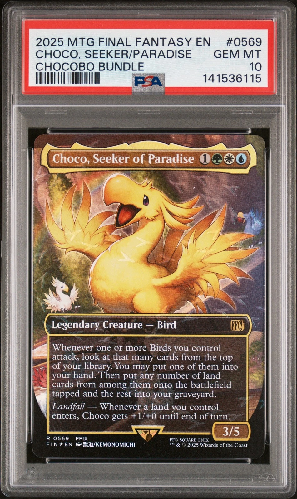 2025 MTG FINAL FANTASY CHOCOBO BUNDLE #0569 CHOCO, SEEKER OF PARADISE PSA 10