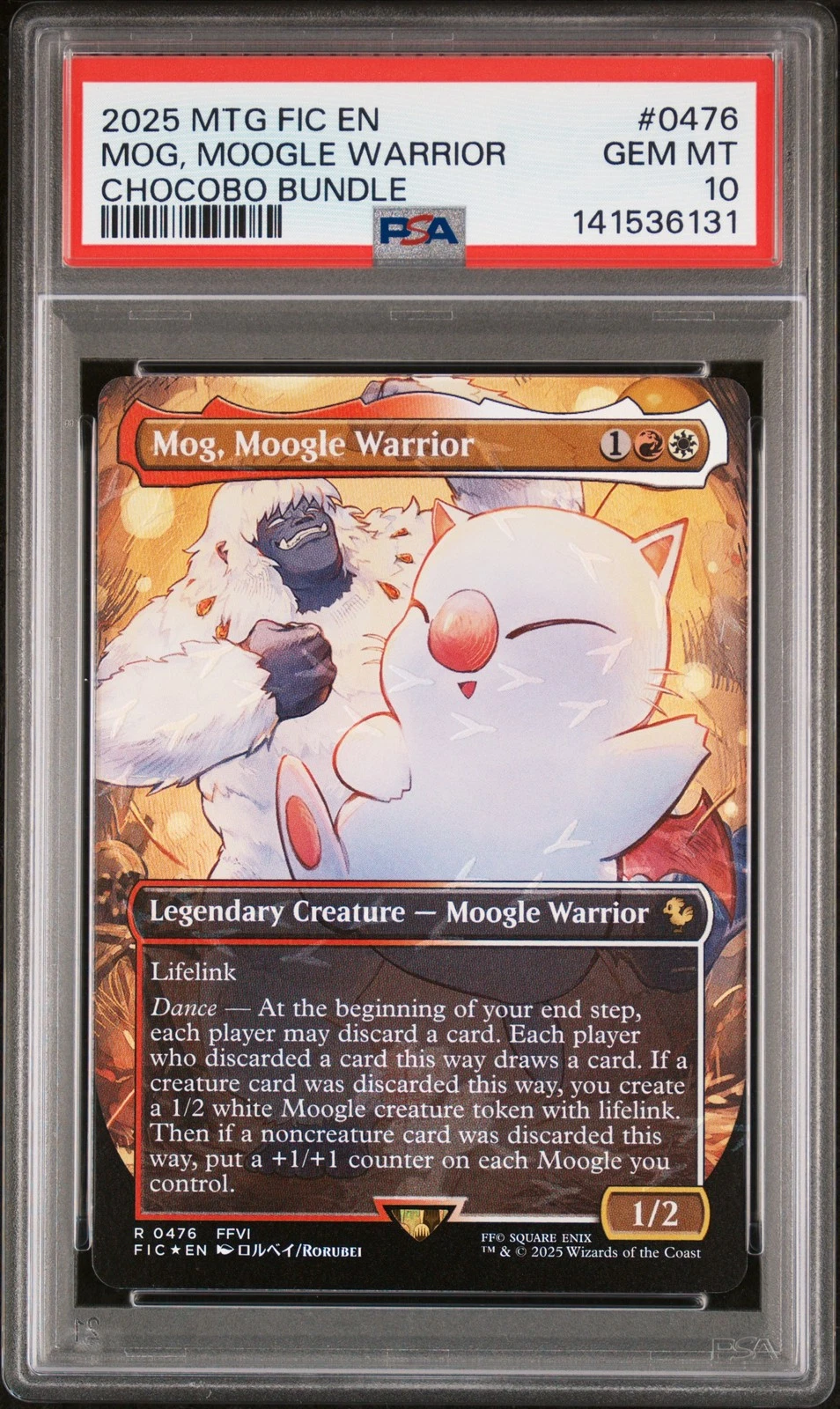 2025 MTG FINAL FANTASY COMMANDER CHOCOBO BUNDLE #0476 MOG, MOOGLE WARRIOR PSA 10