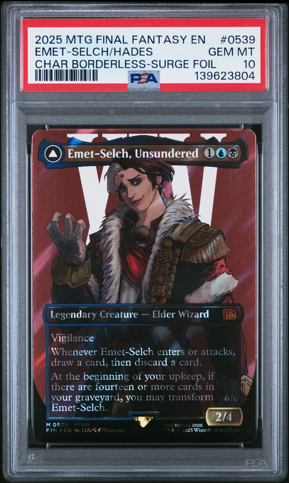 2025 MTG FINAL FANTASY EMET-SELCH UNSUNDERED/HADES SORCERER OF ELD PSA 10