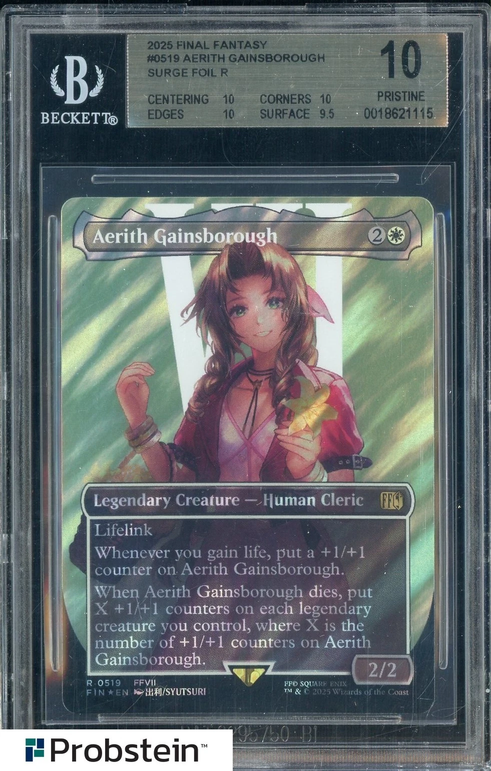2025 MTG Final Fantasy EN Borderless Surge Foil #0519 Aerith Gainsborough BGS 10