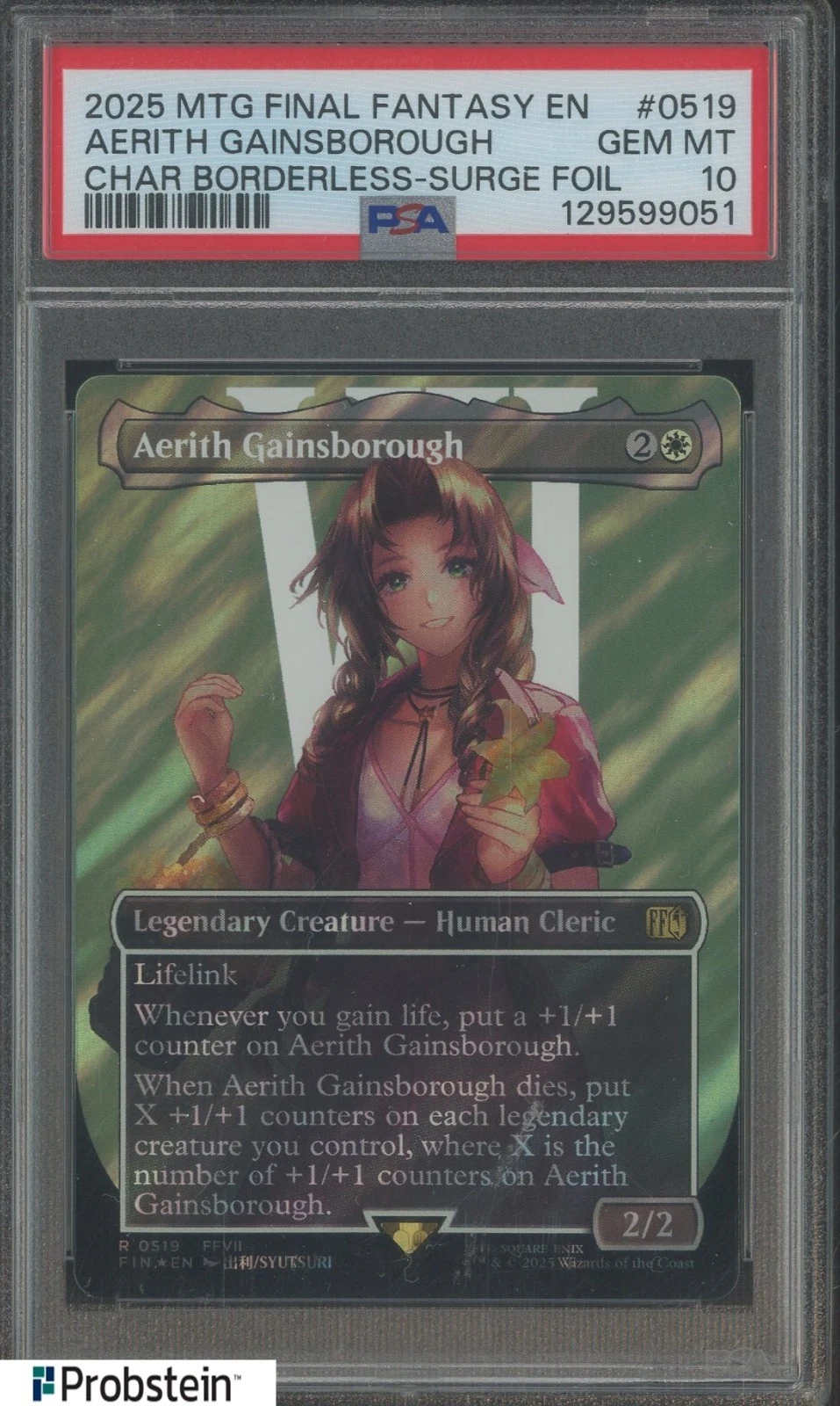 2025 MTG Final Fantasy EN Borderless Surge Foil #0519 Aerith Gainsborough PSA 10