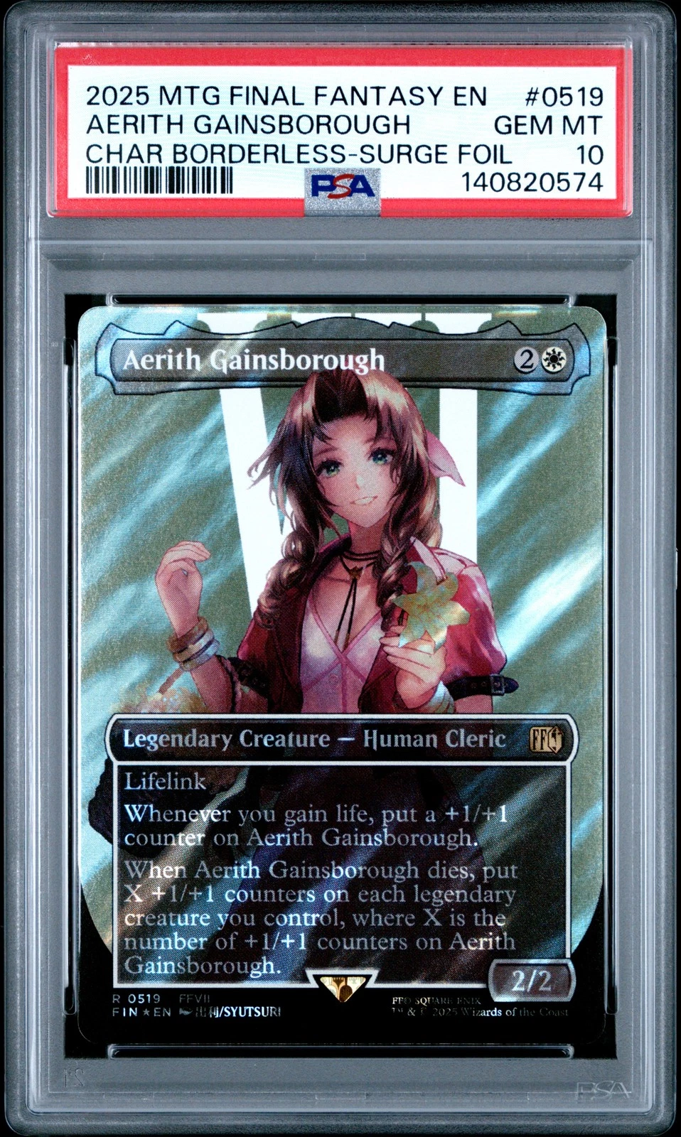 2025 MTG FINAL FANTASY SURGE FOIL #0519 AERITH GAINSBOROUGH PSA 10