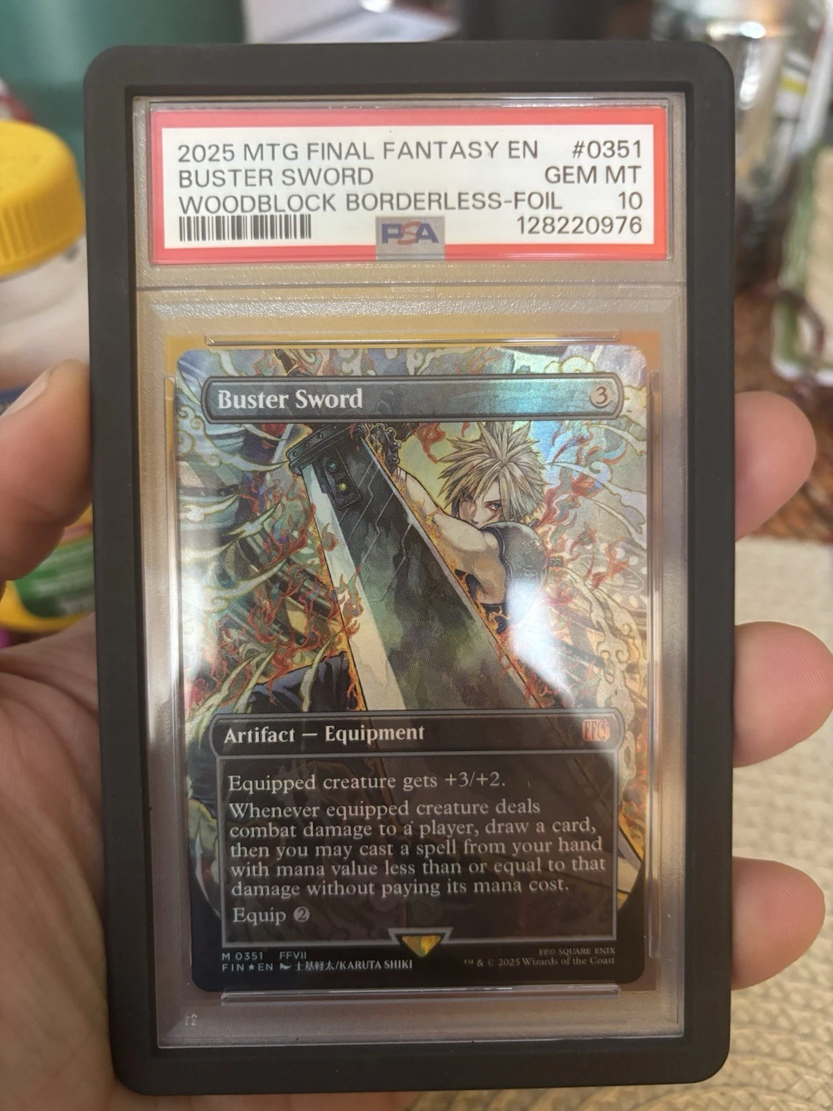 2025 MTG FINAL FANTASY WOODBLOCK BORDERLESS-FOIL #0351 BUSTER SWORD PSA 10