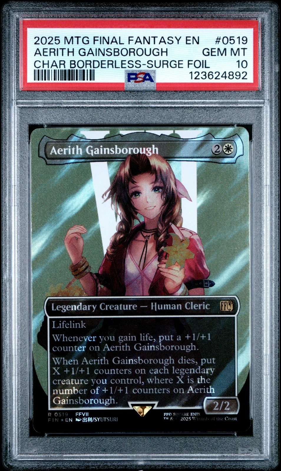 4892 Aerith Gainsborough 2025 MTG Final Fantasy #0519 Surge Foil PSA 10