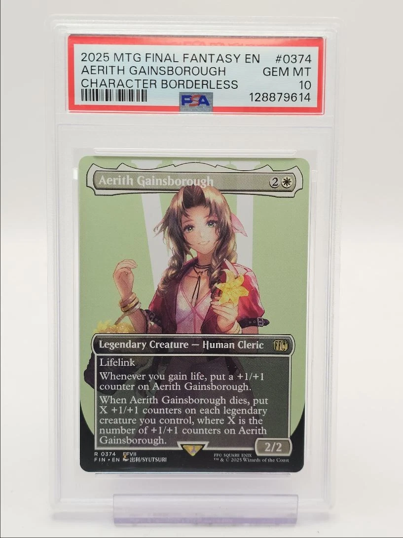 AERITH GAINSBOROUGH 2025 MTG FINAL FANTASY BORDERLESS RARE #0374 PSA 10 Q1404