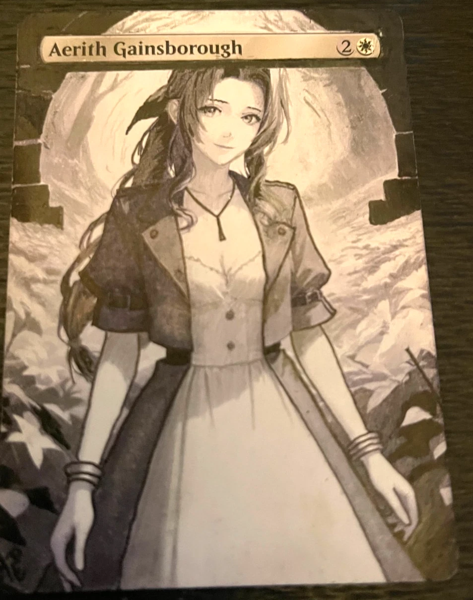 Aerith Gainsborough Hand Drawn Altered Art Magic Gathering Final Fantasy MTG