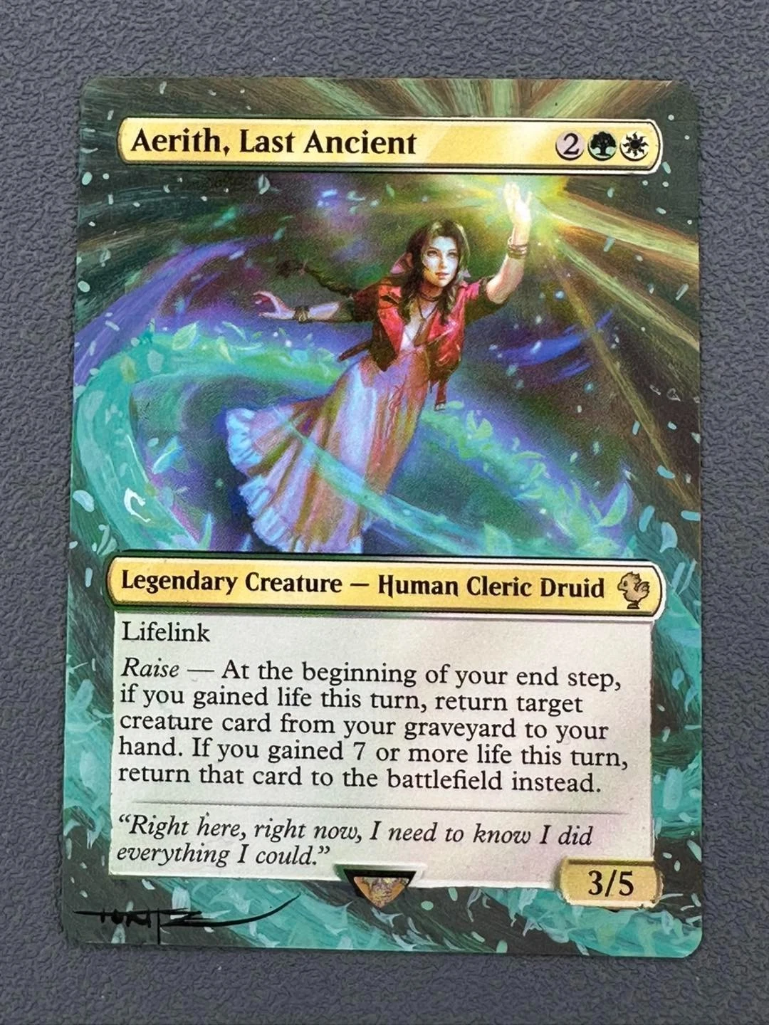 Aerith, Last Ancient MTG Final Fantasy Commander Hand Painted Altered Art Tentz