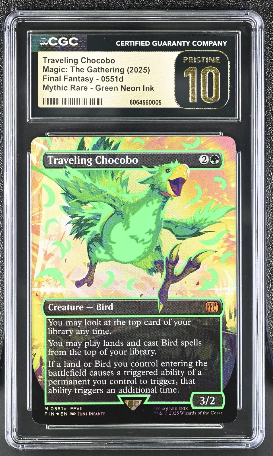 CGC 10 PRISTINE MTG Traveling Chocobo 0551d 2025 Final Fantasy Mythic Rare Green