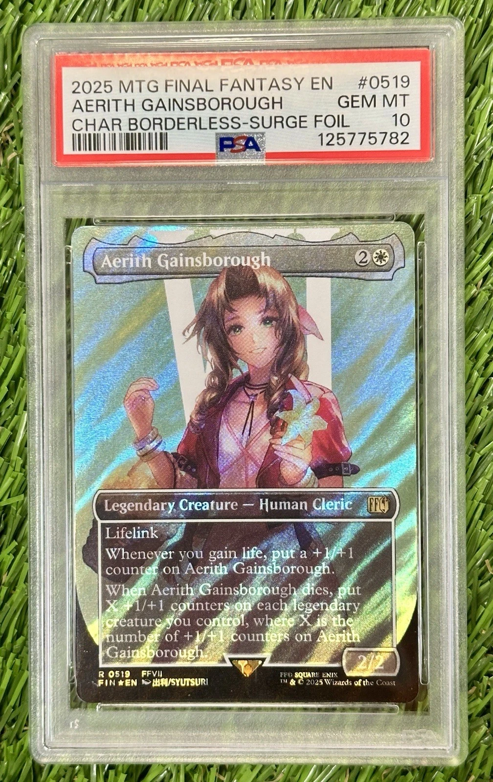 MAGIC FINAL FANTASY BORDERLESS SURGE FOIL AERITH GAINSBOROUGH 0519 519 PSA 10