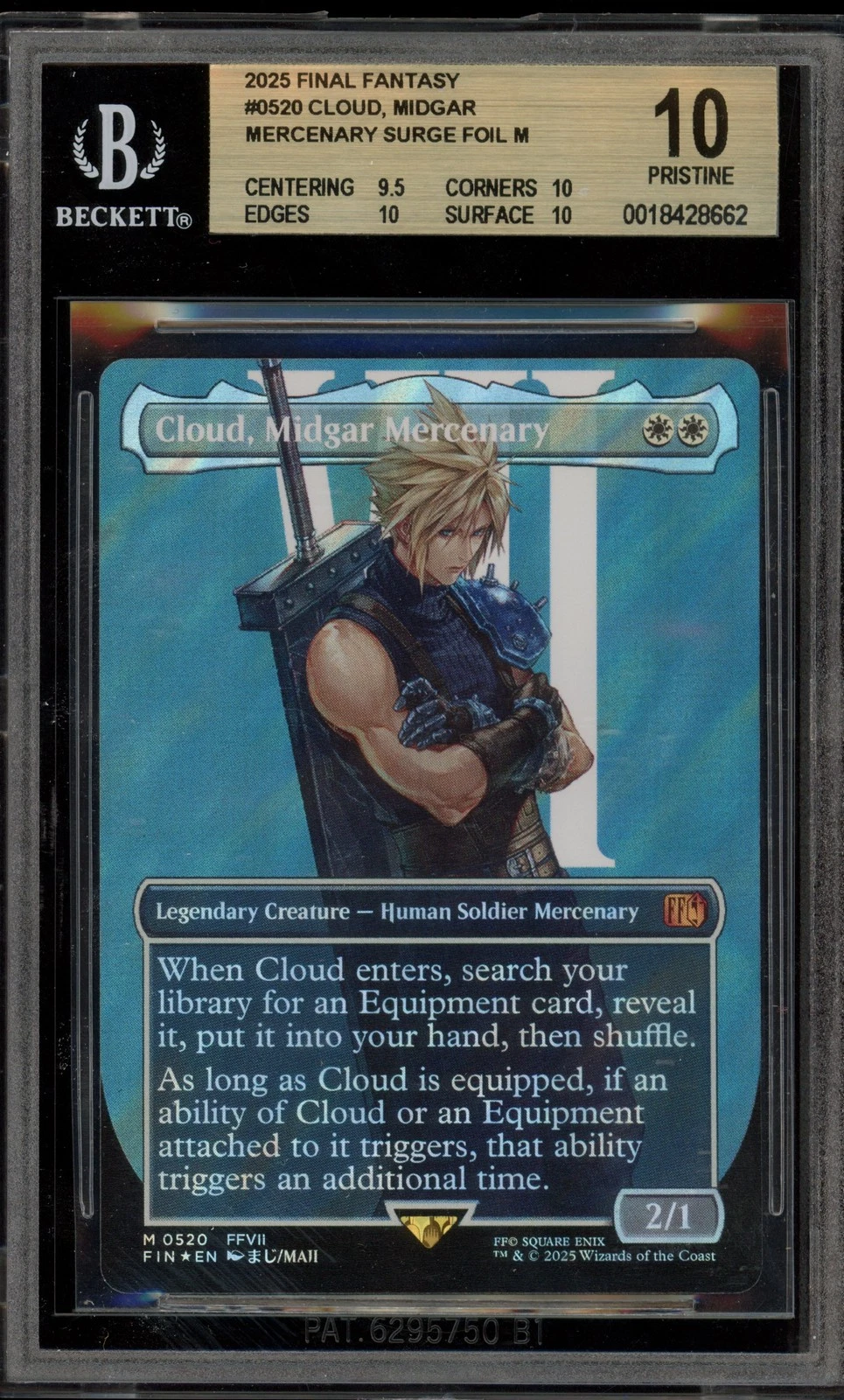 Magic MTG Cloud Midgar Mercenary Final Fantasy Surge Foil #0520 BGS 10 Pristine