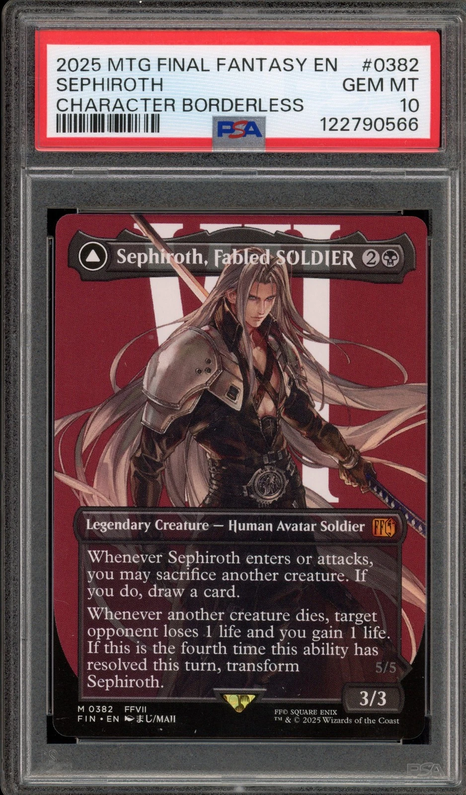 Magic MTG Sephiroth Final Fantasy CHAR Borderless #0382 PSA 10 Gem Mint
