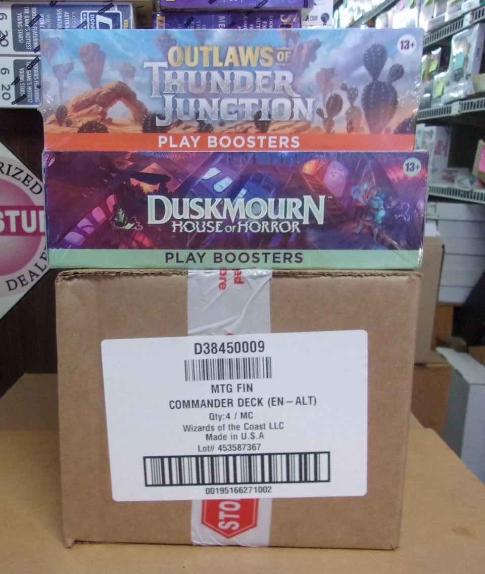 MTG FINAL FANTASY COMMANDER SET OF (4) + OUTLAWS & DUSKMOURN PLAY BOOSTER BOXES