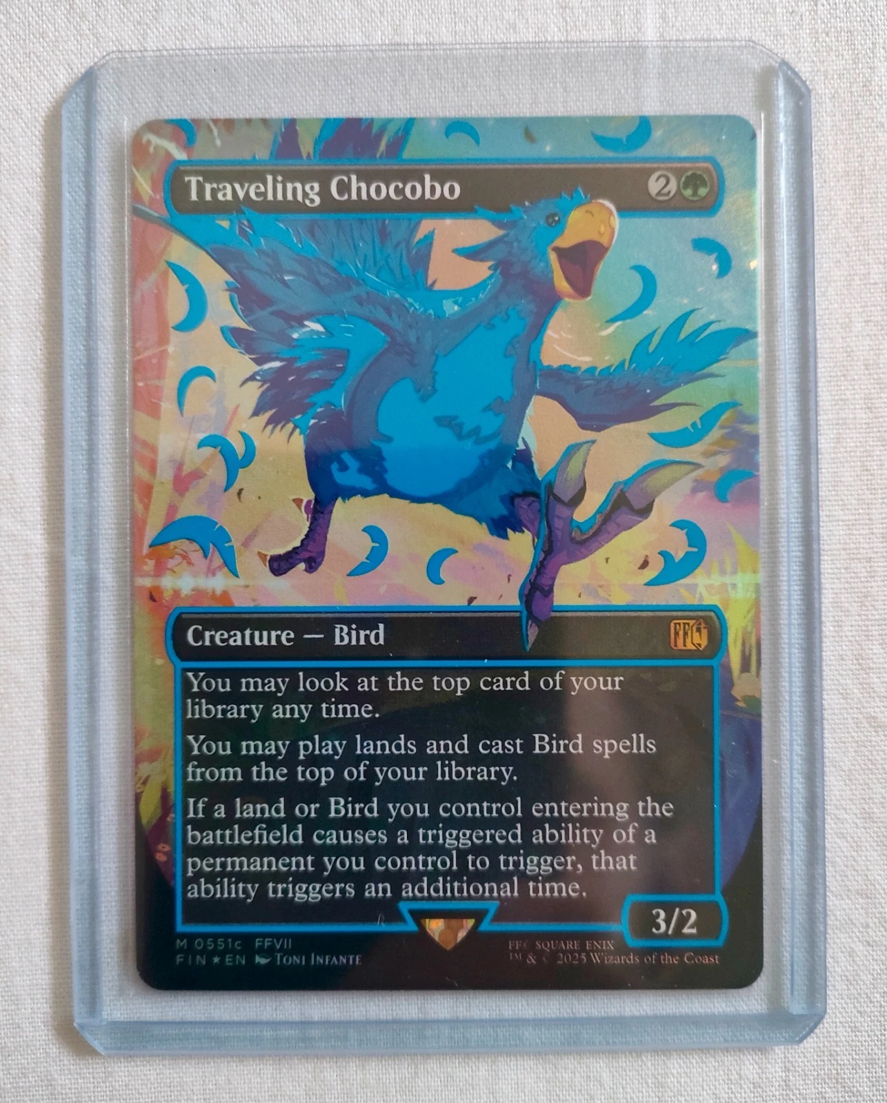 MTG Final Fantasy Traveling Chocobo Neon Ink Blue 0551c Rare Magic The Gathering