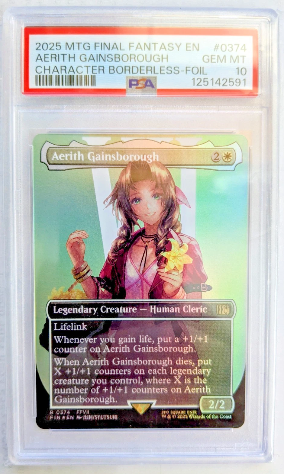 NEW LISTINGMTG FINAL FANTASY CHARACTER BORDERLESS FOIL Aerith Gainsborough PSA GRADE 10