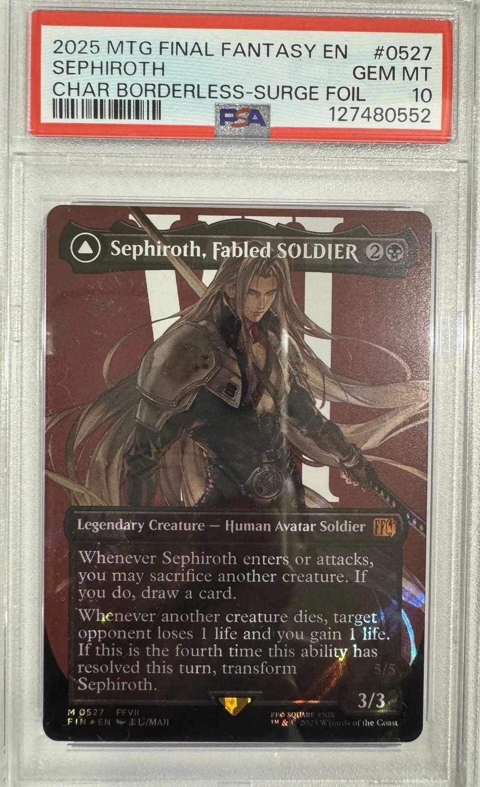 PSA 10 GEM MINT Magic the Gathering MTG Sephiroth Surge Foil 0527 Final Fantasy