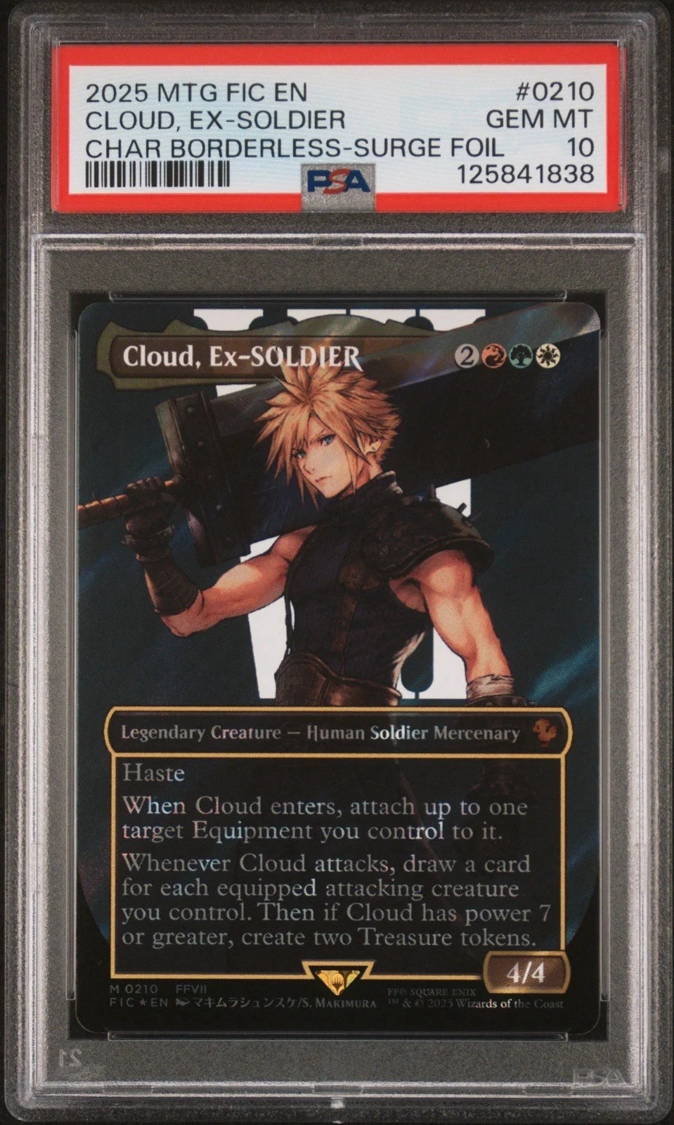 PSA 10 Magic the Gathering Cloud, Ex-SOLDIER Borderless Surge Foil Final Fantasy