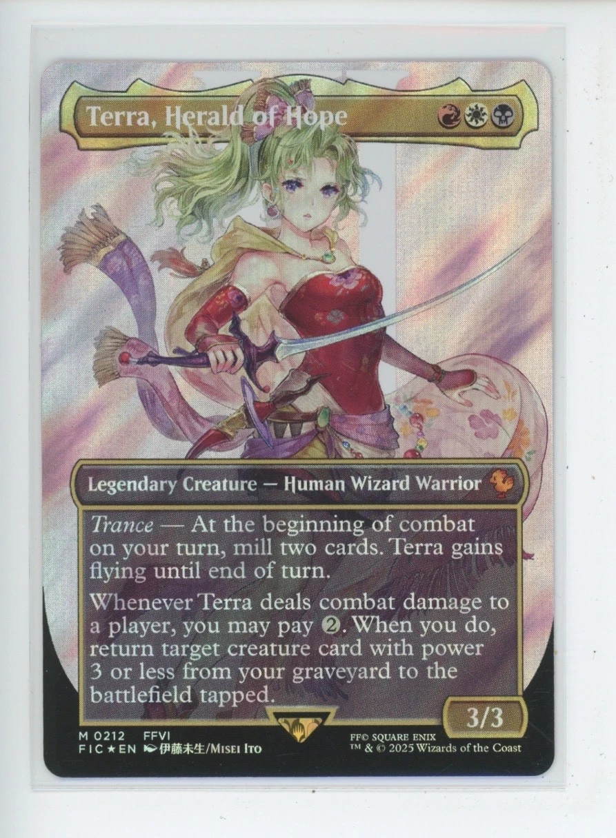 TERRA, HERALD OF HOPE MTG COMMANDER FINAL FANTASY MYTIC BORDERLESS SURGE FOIL